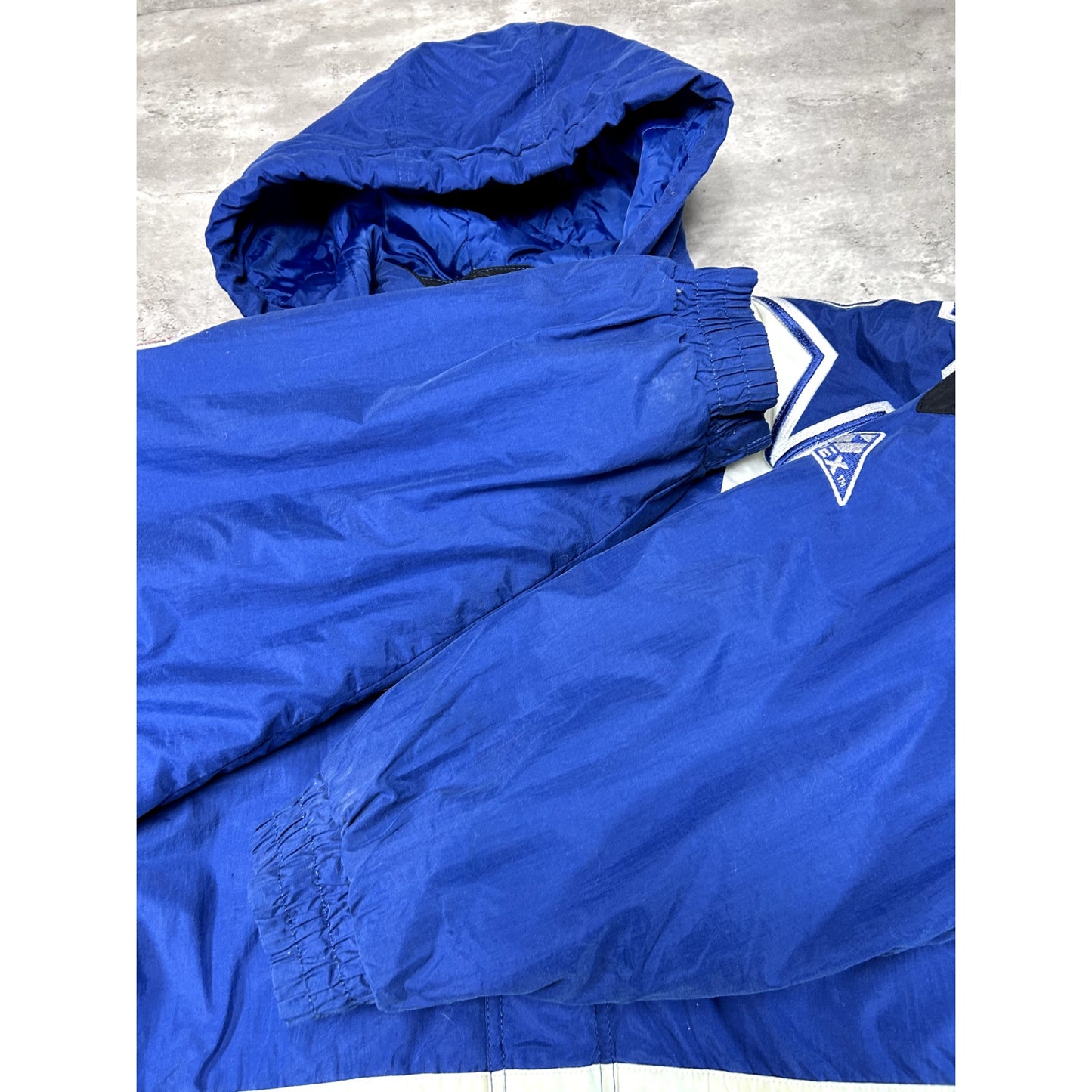 Vintage 90s Dallas Cowboys NFL Shoulder Patches Insulated Jacket Size XL Blue