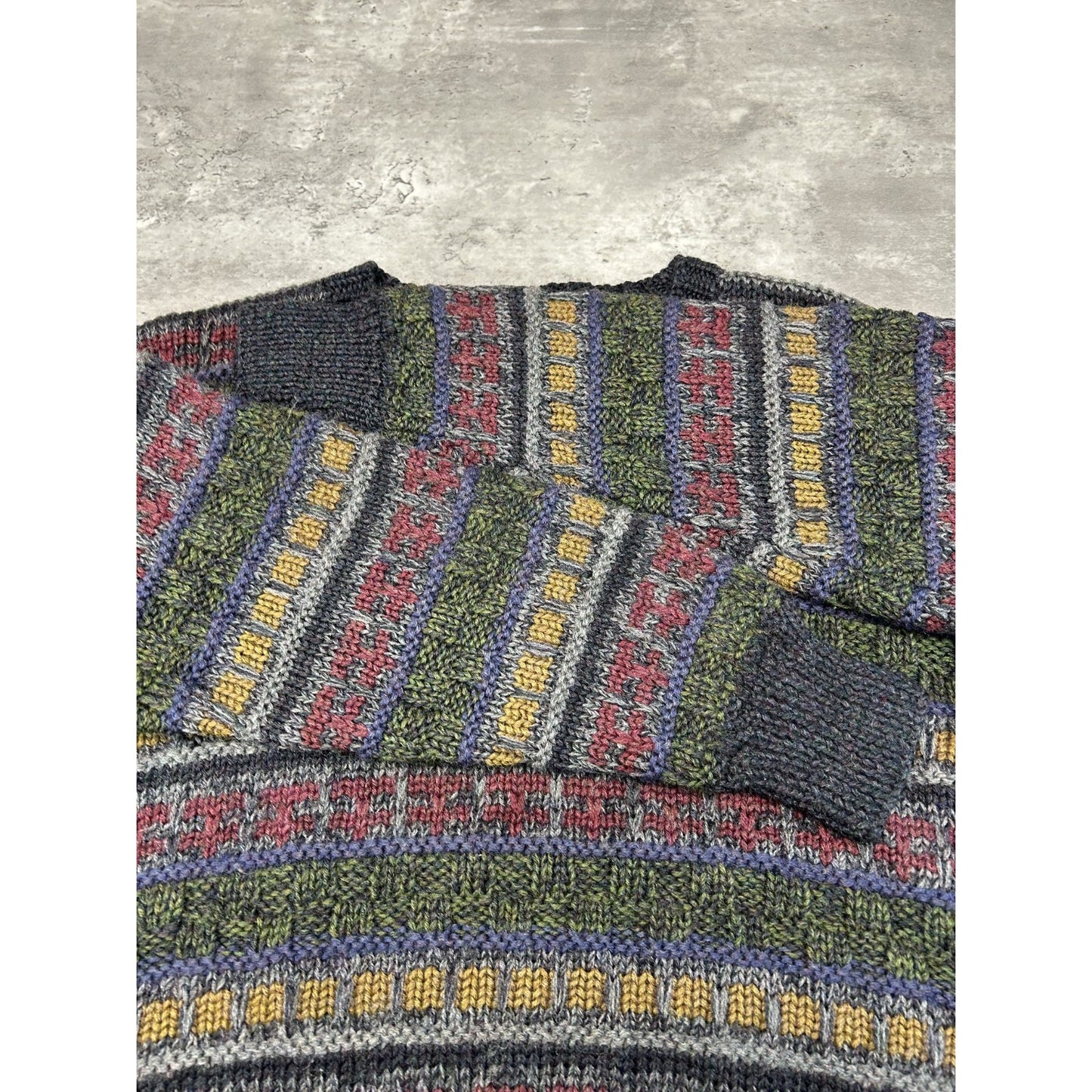 Vintage 90s Boston Traders Striped Print Pullover 100% Wool Knit Sweater Sz Med