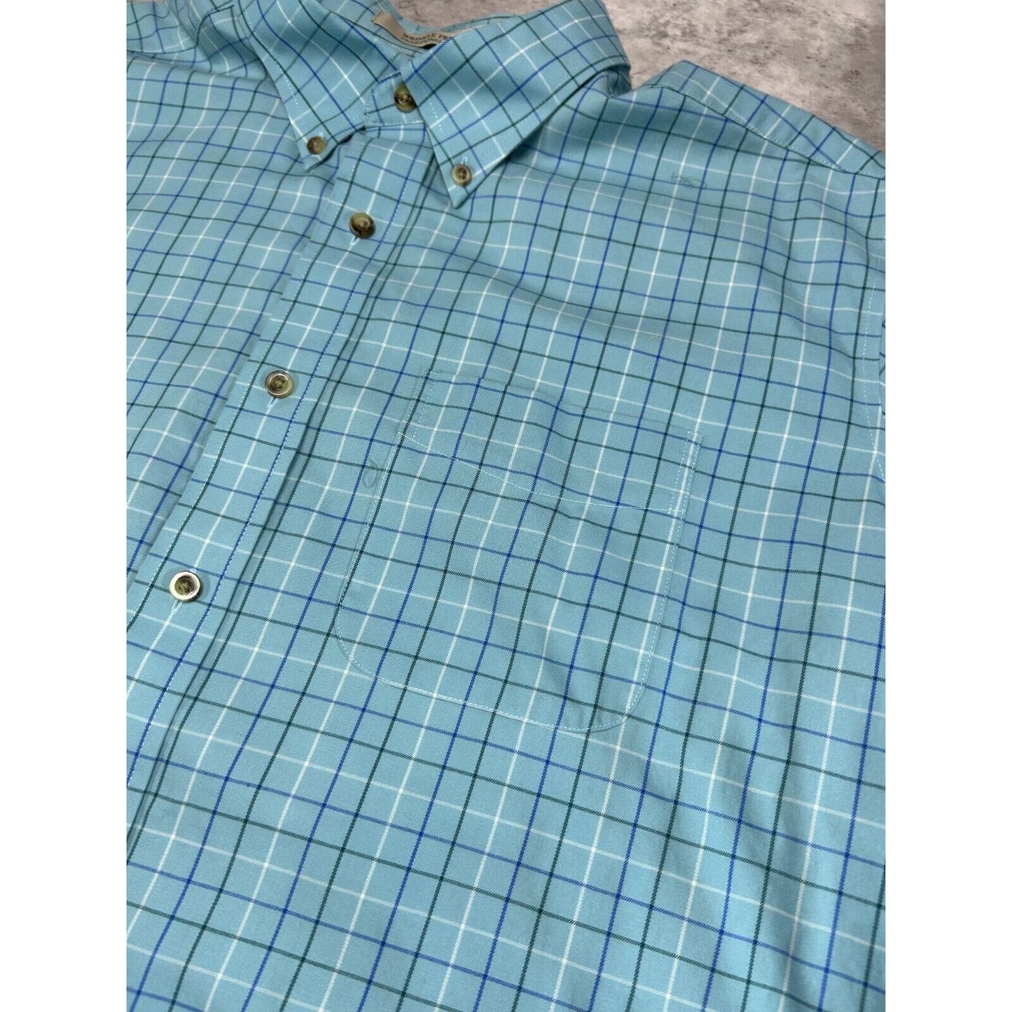 Vintage LL Bean Checkered Short Sleeve Cropped Button Up Shirt Size XL