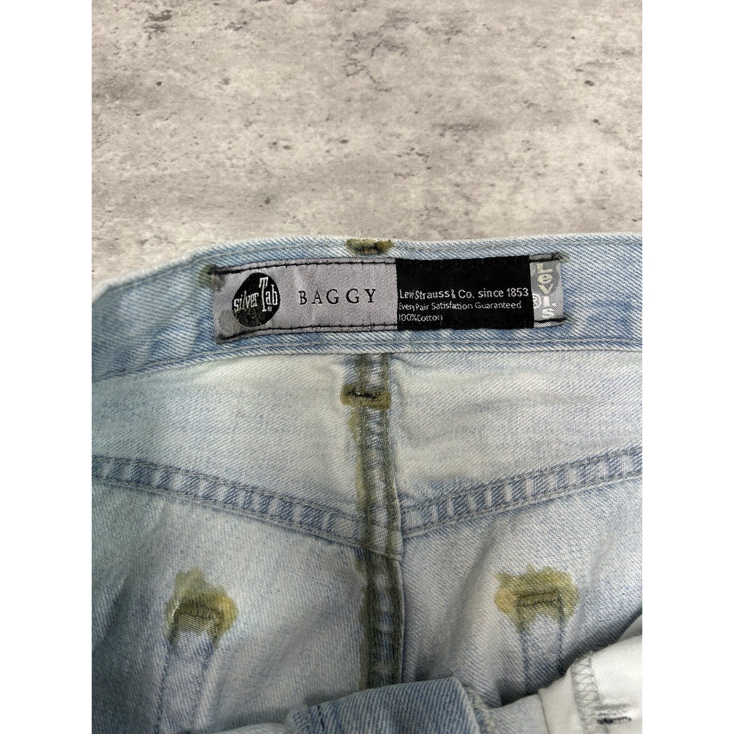 Vintage Levis Silvertab Baggy Fit Light Wash Denim Pants Size 34 Blue