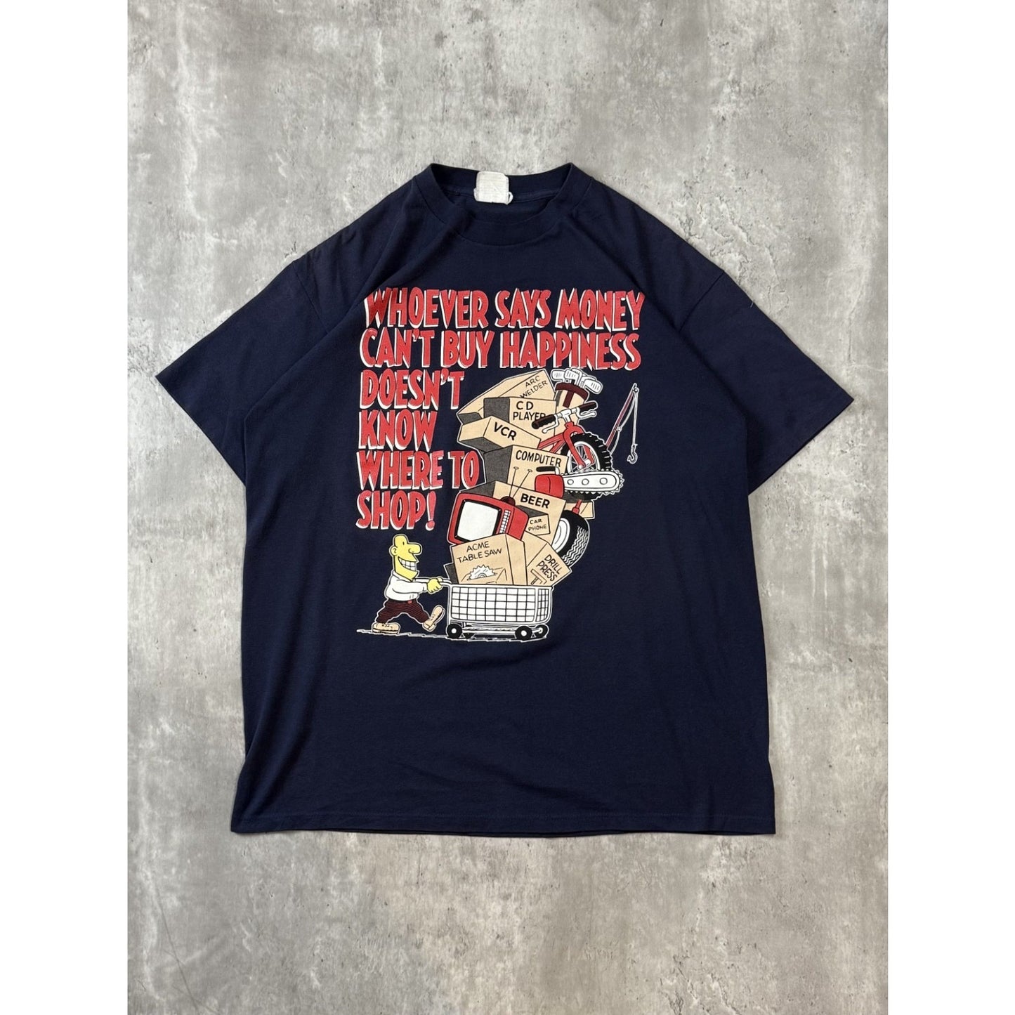 Vintage 90s Whoever Says Money Cant Buy Happiness Comedy Slogan T-Shirt Size XL