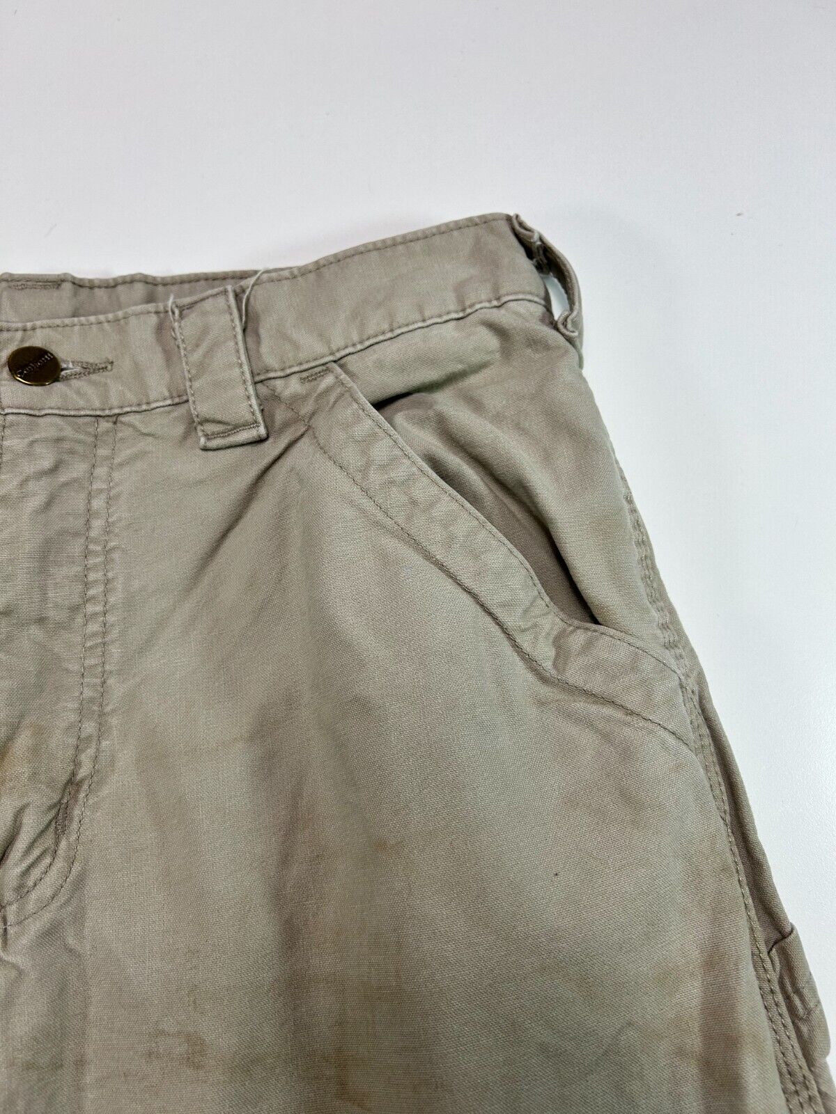 Vintage Carhartt Canvas Workwear Carpenter Pants Size 31W Tan