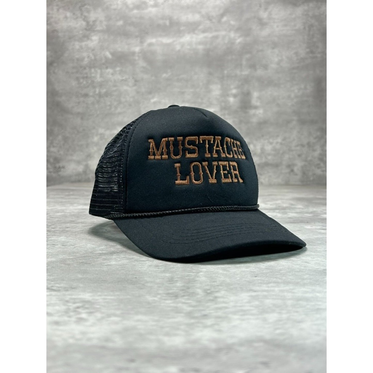 Vintage 90s Mustache Lover Embroidered Spellout Trucker Snapback Hat OSFA