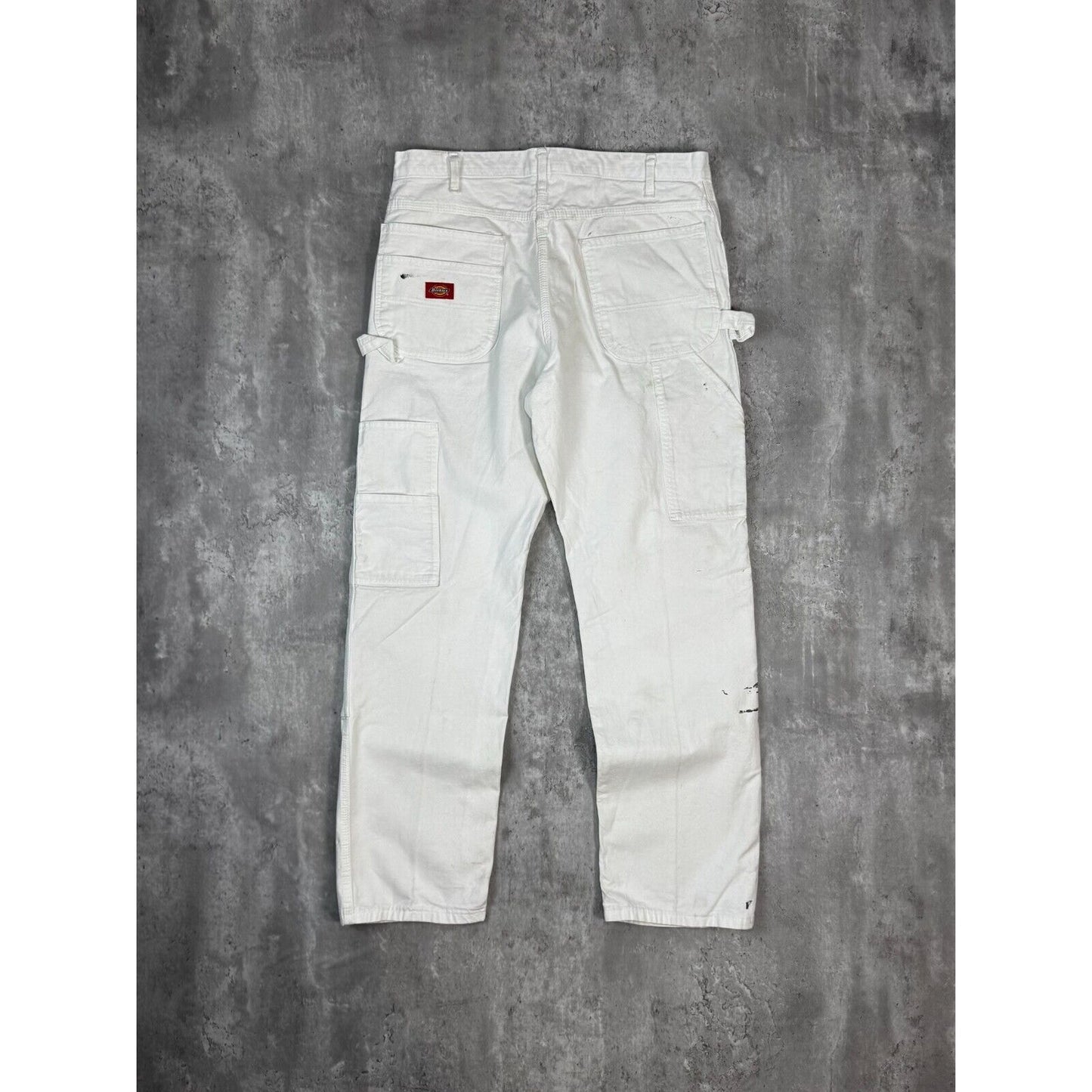 Vintage Dickies Canvas Work Wear Painters Double Knee Pants Size 36W White