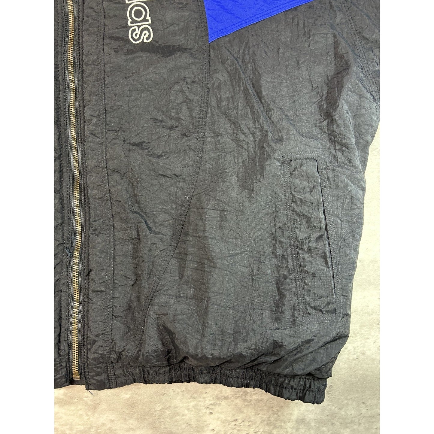 Vintage 90s Adidas Embroidered Spellout Insulated Nylon Hooded Jacket Size Large