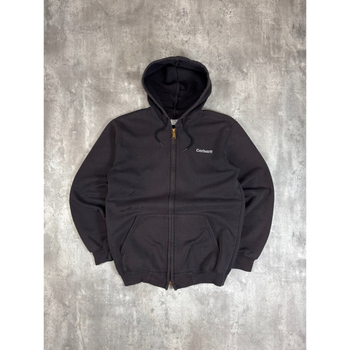 Vintage Carhartt Embroidered Spellout Full Zip Hooded Sweatshirt Size Small
