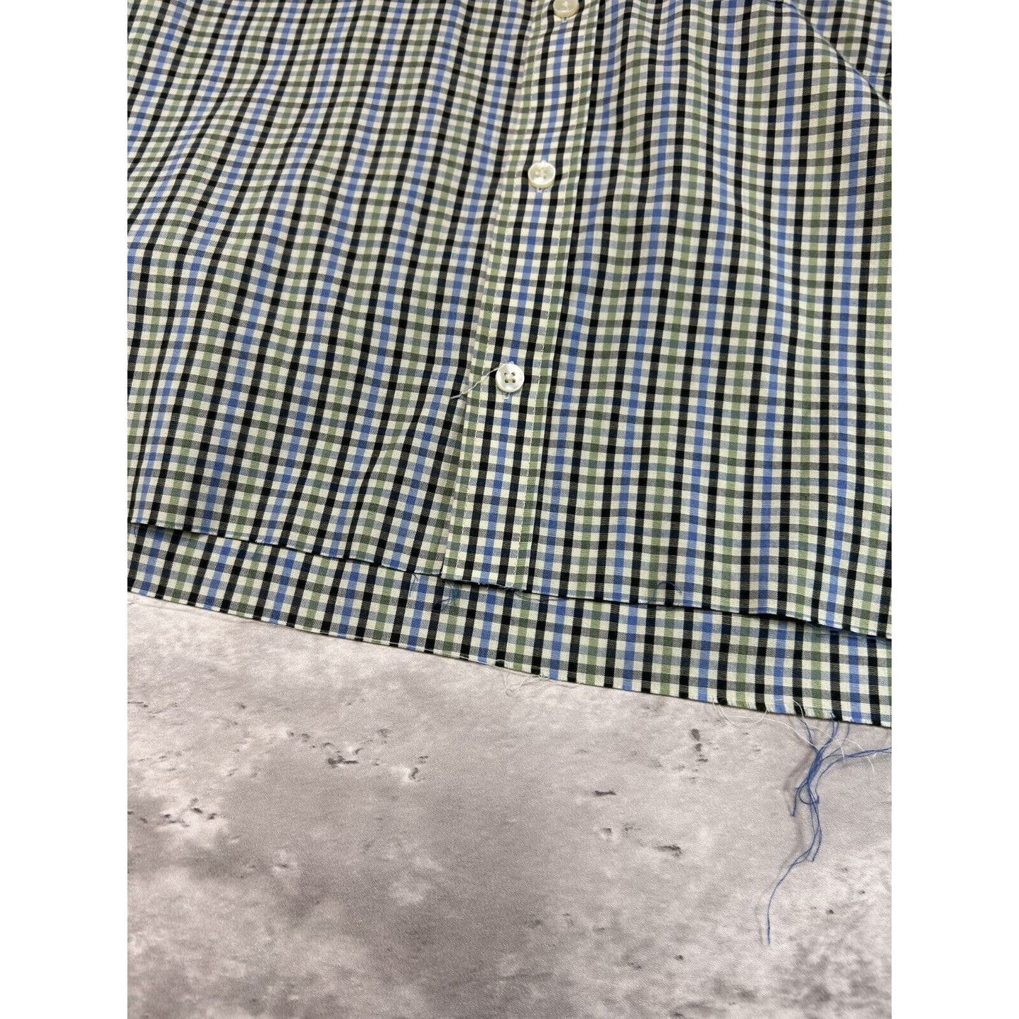 Vintage Van Heusen Plaid Short Sleeve Cropped Button Up Shirt Size Large
