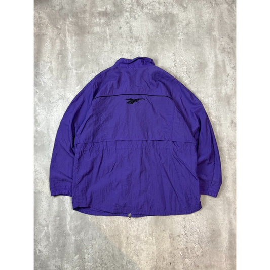 Vintage 90s Reebok Embroidered Logo Full Zip Windbreaker Jacket Size Large