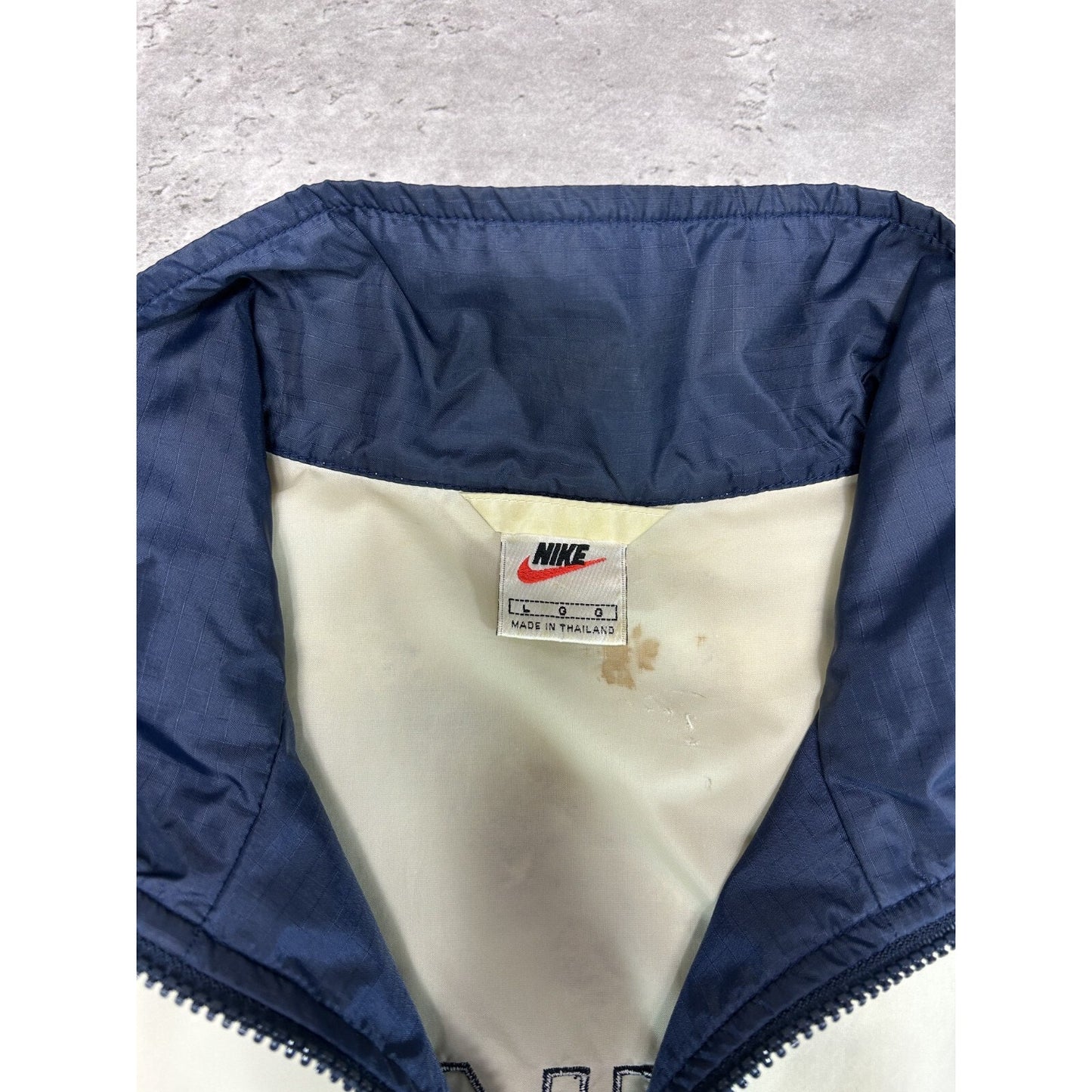 Vintage 90s Nike Embroidered Swoosh Two Tone Nylon Windbreaker Jacket Size Large