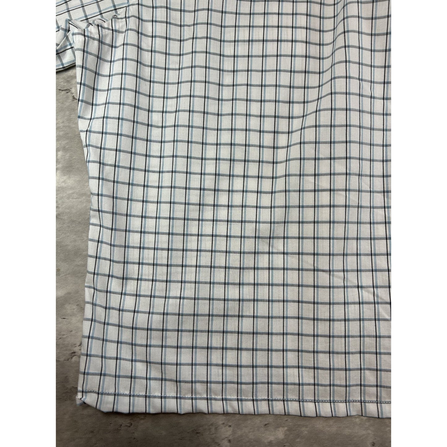 Van Heusen Plaid Print Short Sleeve Reworked Cropped Button Up Shirt Size XL