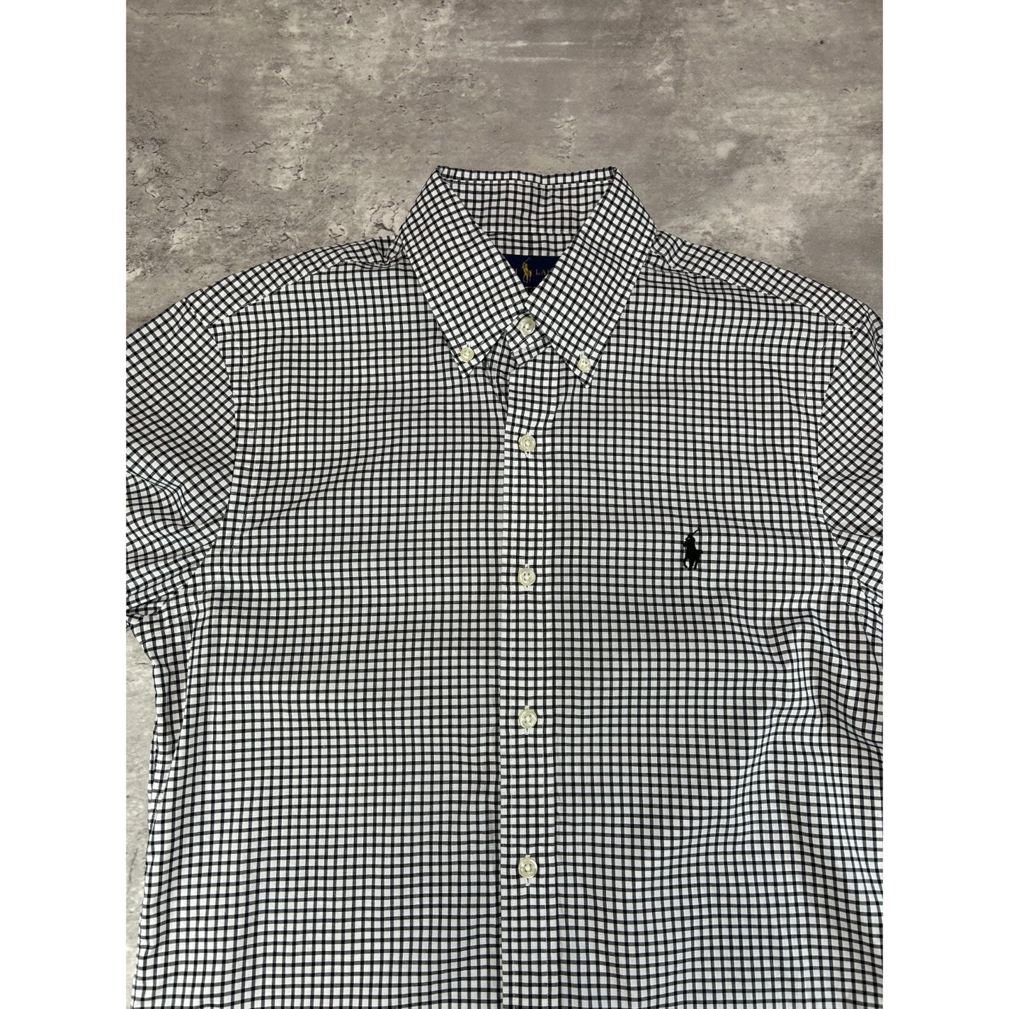 Polo Ralph Lauren Checkered Print Reworked Cropped Button Up Shirt Size Small