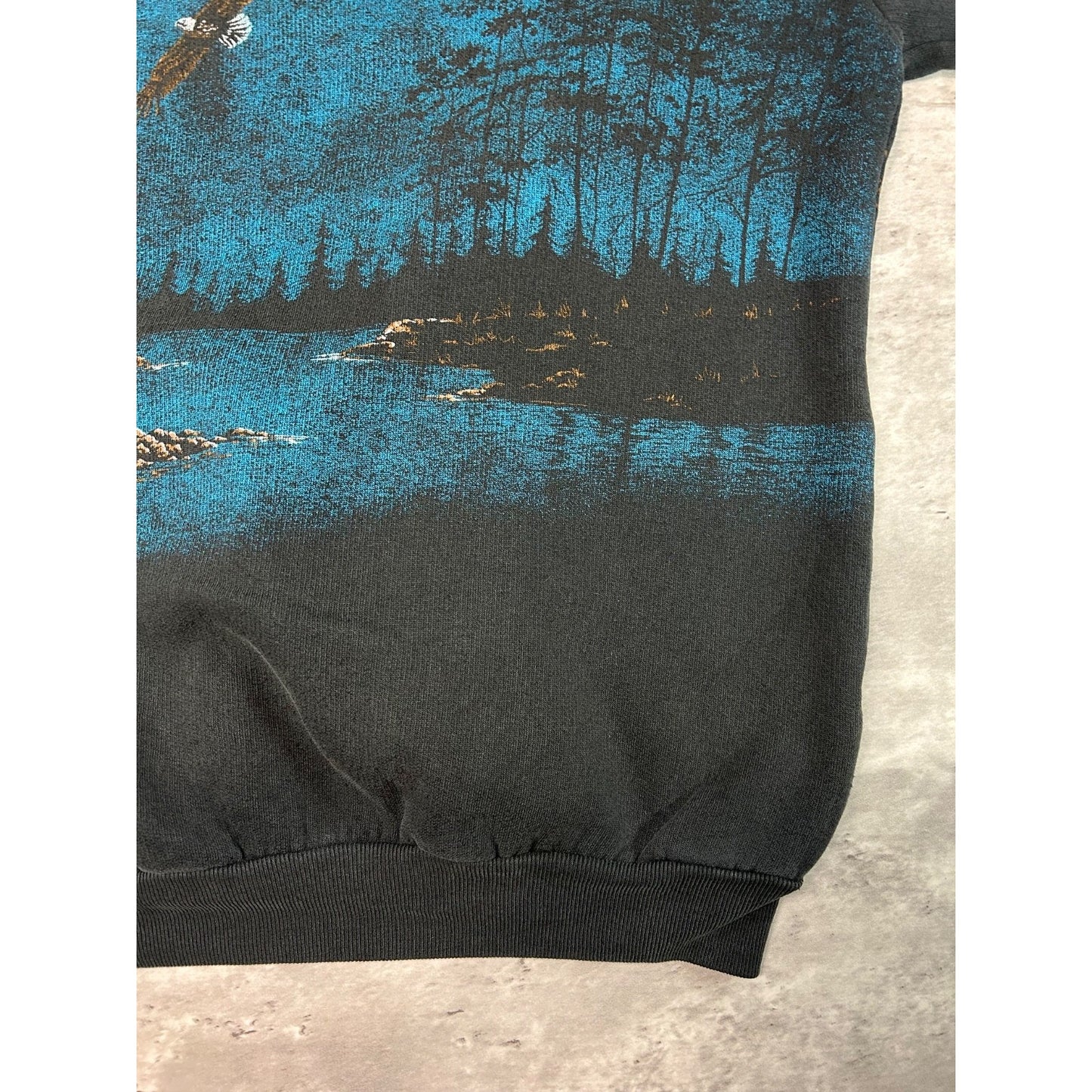 Vintage 90s Bald Eagle Nature Graphic All Over Print 1/4 Button Sweatshirt Sz L