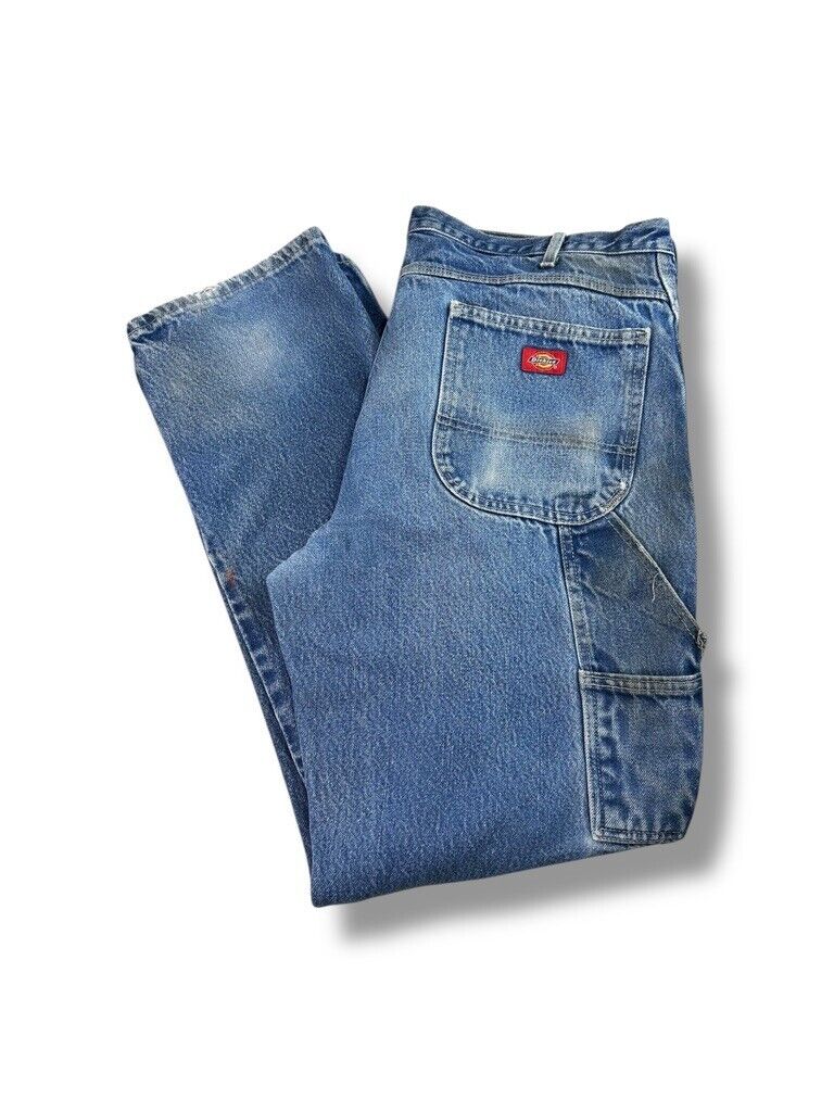 Vintage Dickies Medium Wash Denim Work Wear Carpenter Pants Size 38W Blue