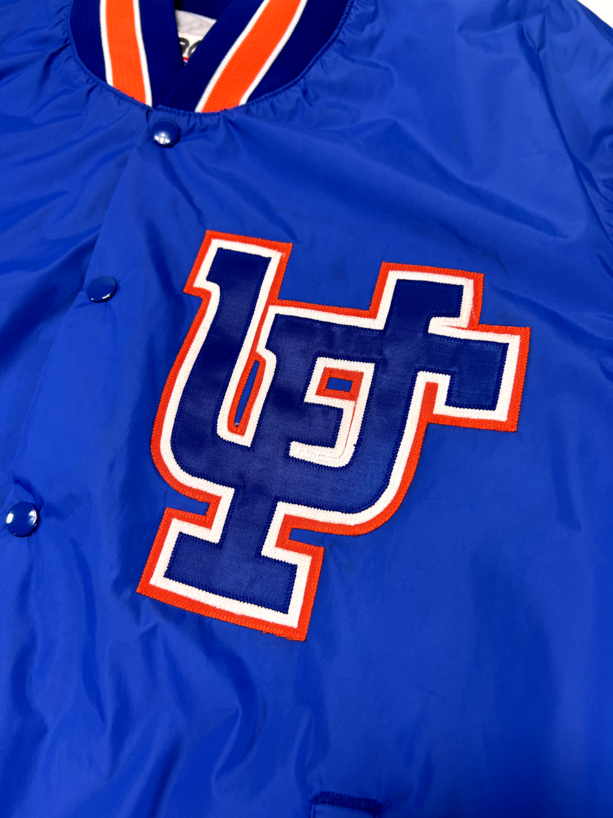 Vintage 80s Florida Gators NCAA Collegiate Nylon Bomber Jacket Size XL Blue