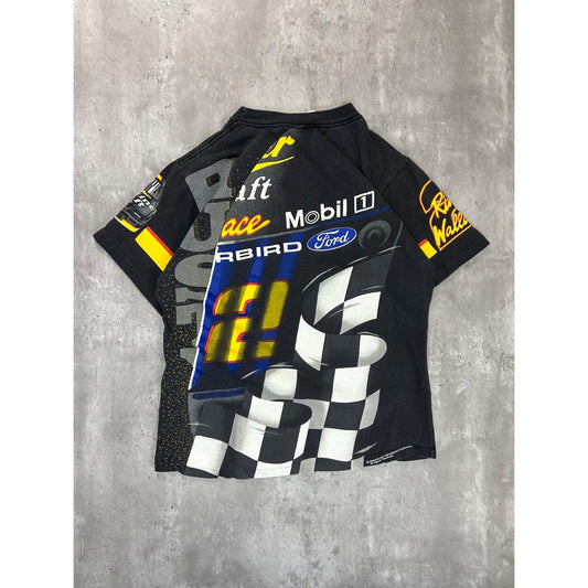 Vintage 90s Rusty Wallace #2 Nascar All Over Print Racing T-Shirt Size Medium