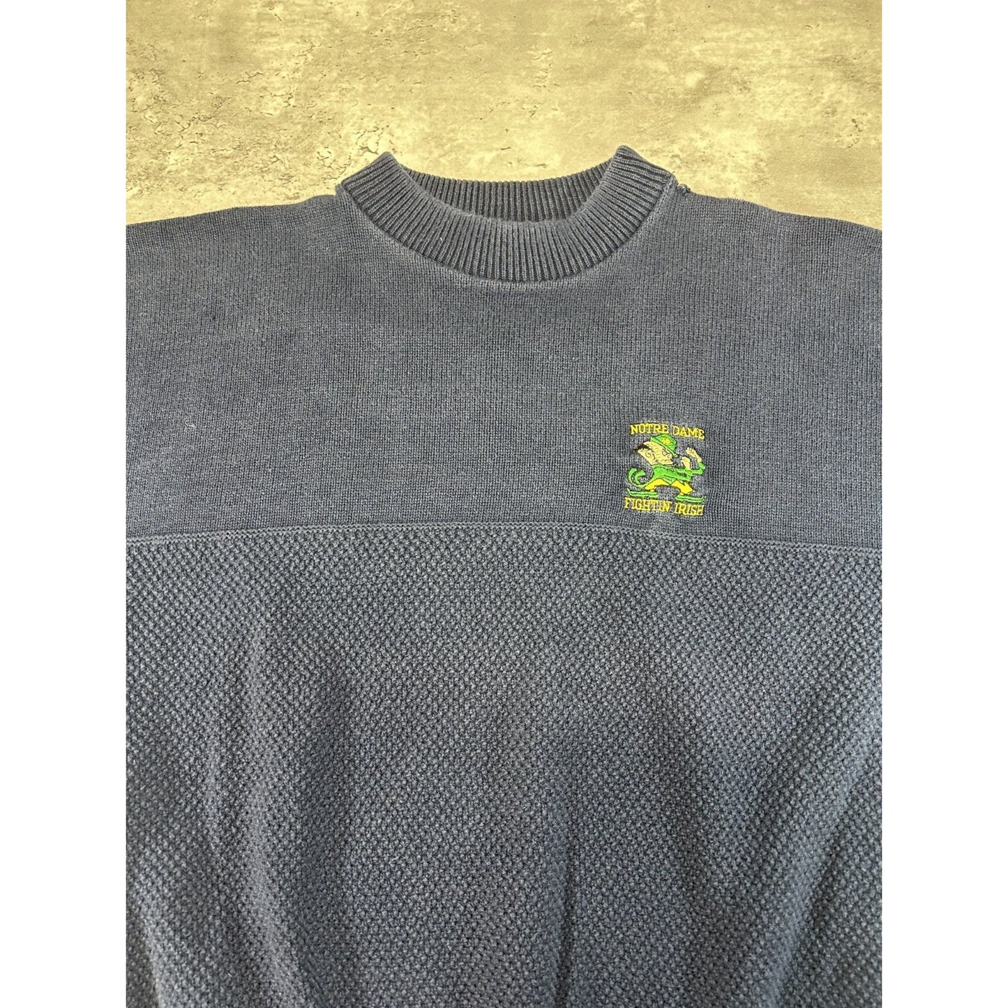 Vintage 90s Notre Dame Fighting Irish Pullover Knit Sweater Size Large