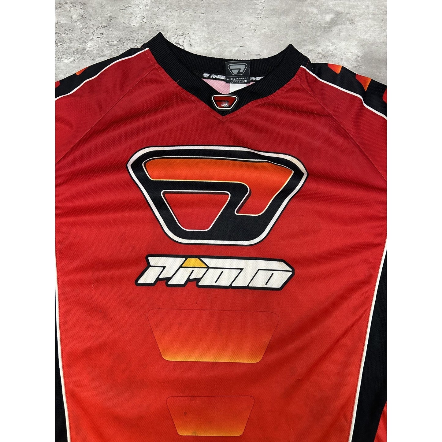 Vintage Proto Gradient Spellout Graphic Long Sleeve Motocross Jersey Size Large