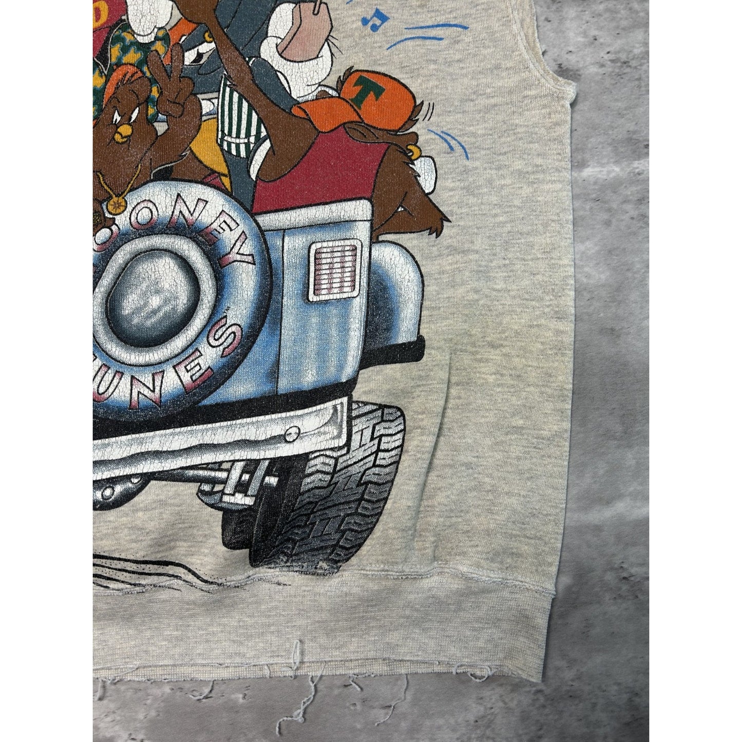 Vintage 90s Looney Tunes Tv Show Promo Graphic Sleeveless Sweatshirt Size Medium