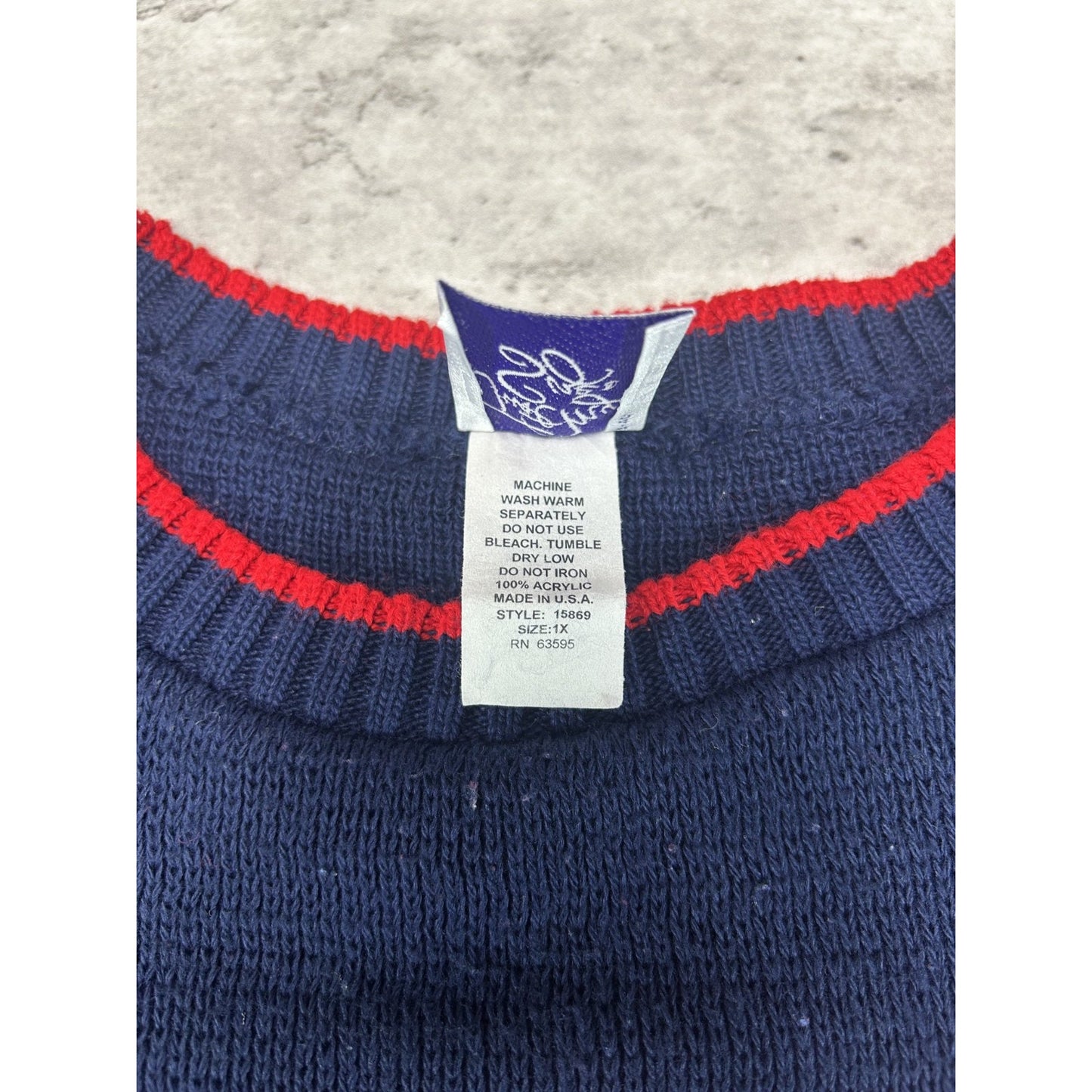 Vintage 90s American Flag Print Pullover Ribbed Knit Sweater Size XL