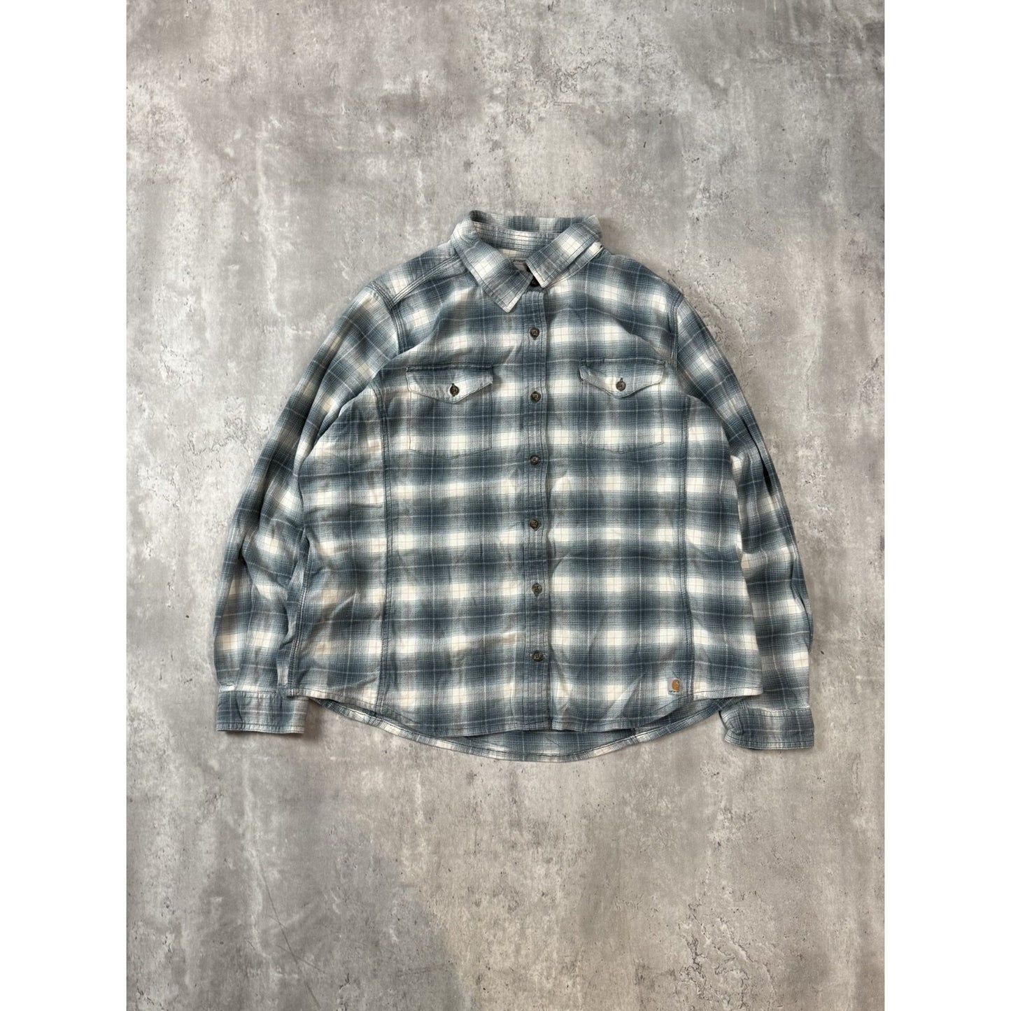 Vintage Womens Carhartt Workwear Plaid Long Sleeve Workwear Button Up Shirt 2XL