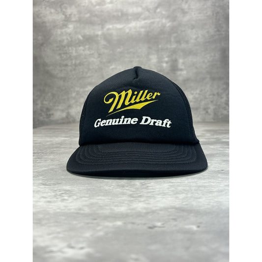 Vintage 90s Miller Genuine Draft Beer Promo Trucker Snapback Hat OSFA Black