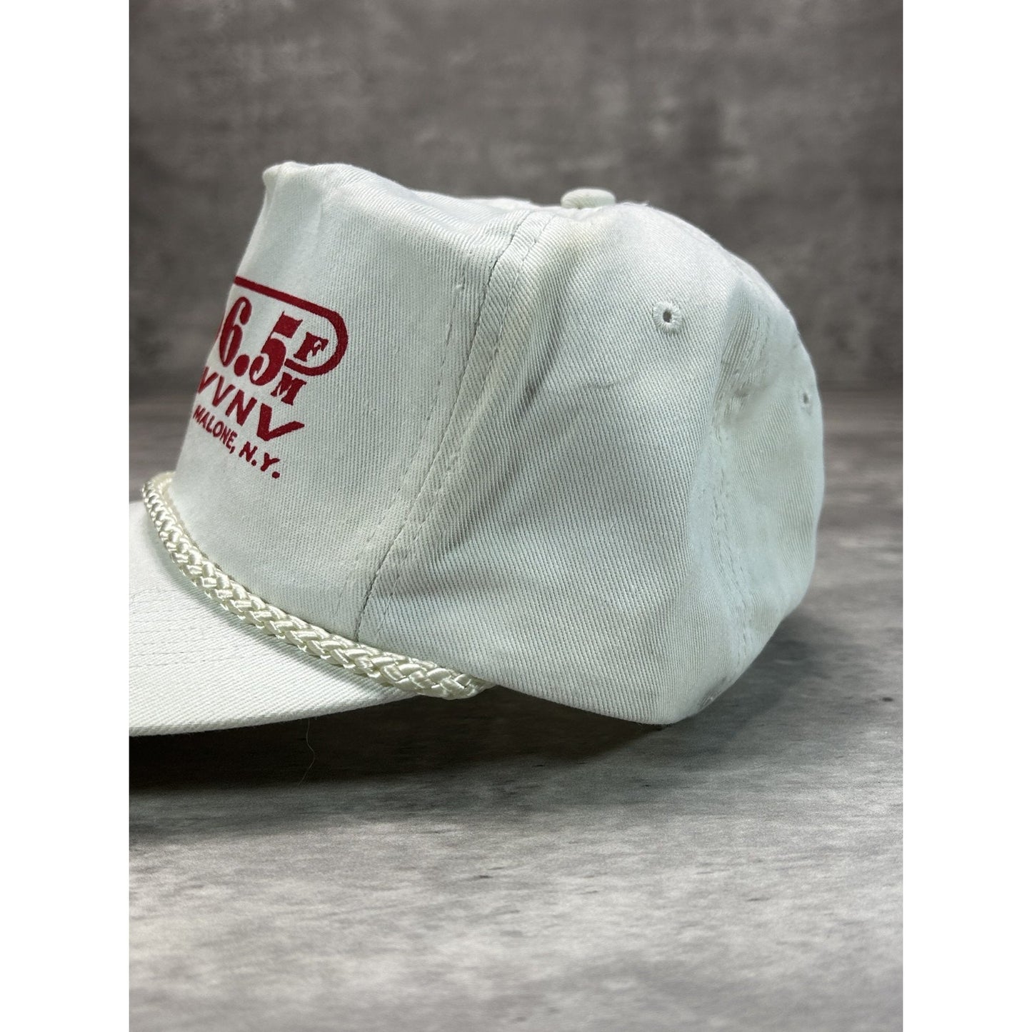 Vintage 90s 96.5 WVNV Radio Station Promo Graphic Snapback Hat OSFA White