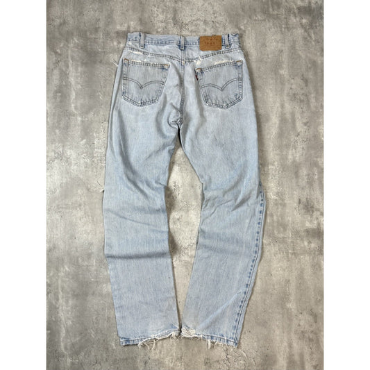Vintage 90s Levis 505 Red Tab Light Wash Distressed Denim Pants Size 34