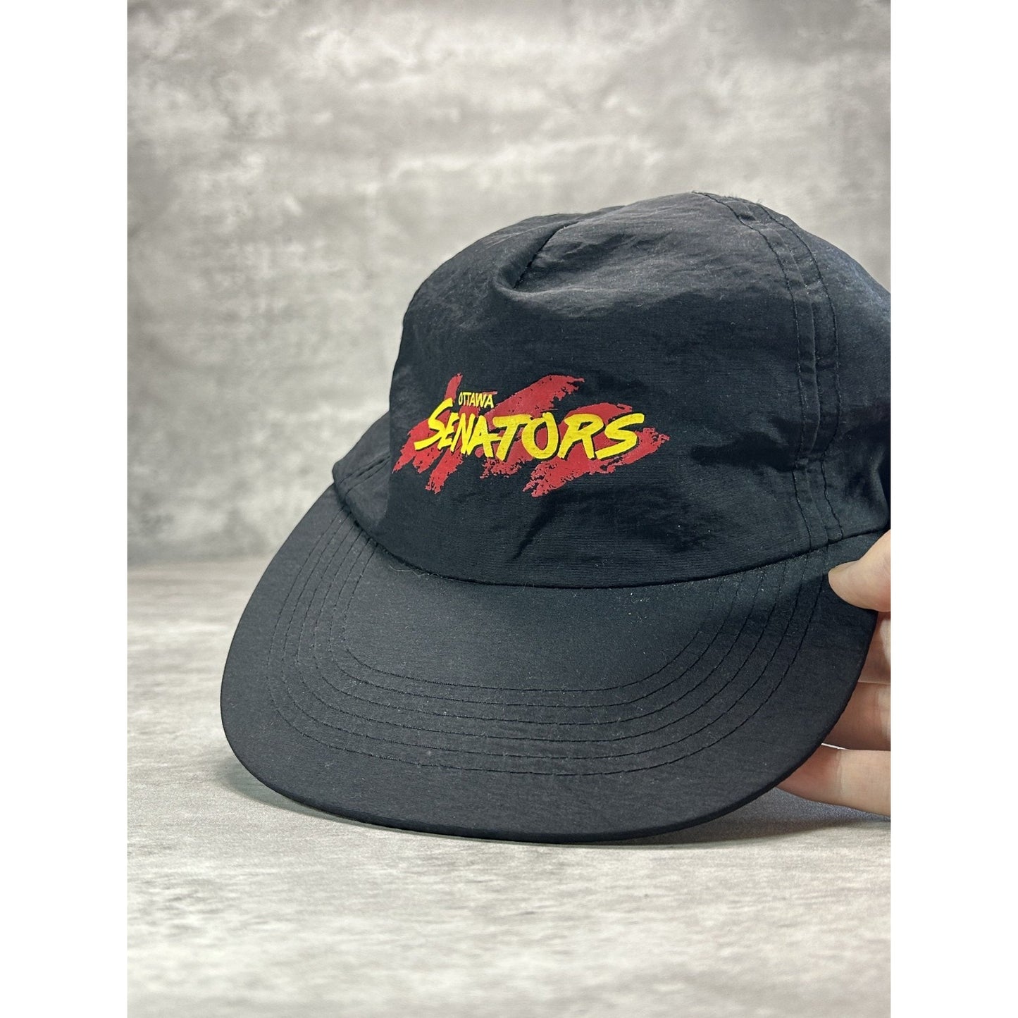 Vintage 90s Ottawa Senators NHL Graphic Spellout Hockey Snapback Hat OSFA