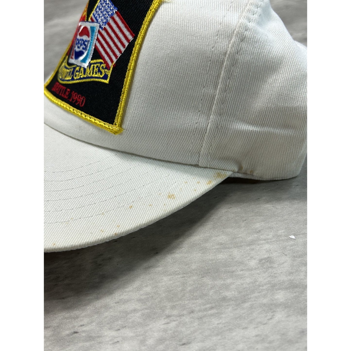 Vintage 1990 Pepsi Goodwill Games Embroidered Patch Snapback Hat OSFA
