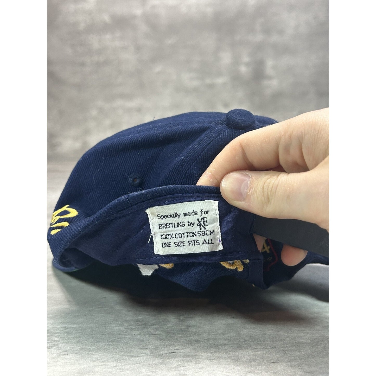 Vintage Breitling Watches Embroidered Logo Spellout Snapback Hat OSFA Blue