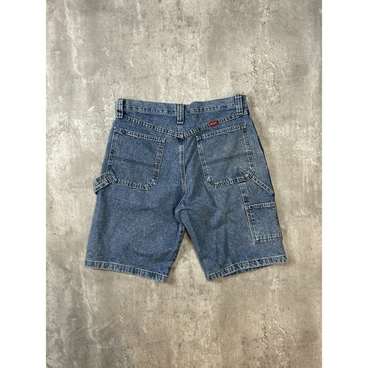 Vintage Wrangler Medium Wash Denim Workwear Carpenter Shorts Size 32 Blue