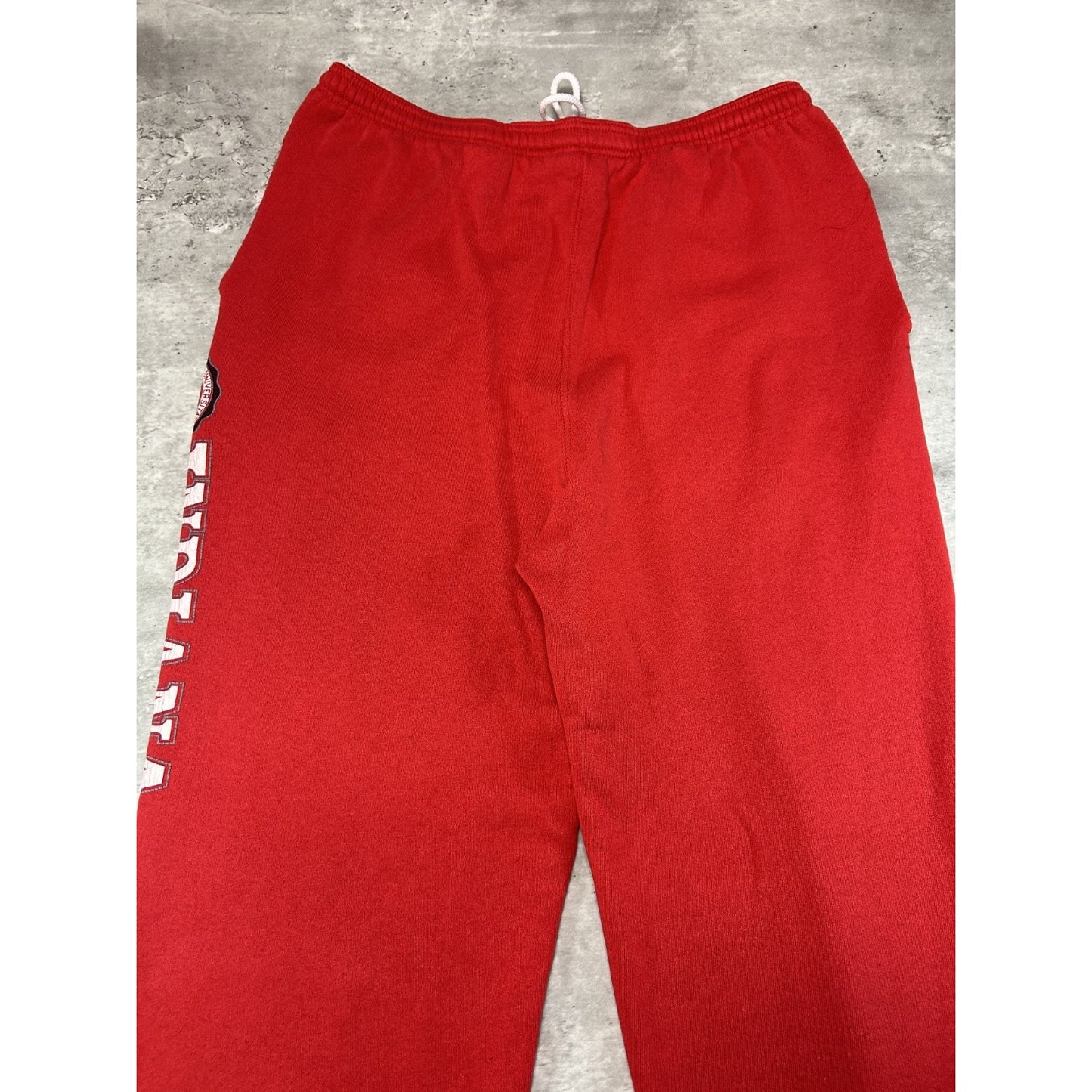Vintage 90s Indiana Hoosiers NCAA Graphic Spellout Sweat Pants Size Large Red
