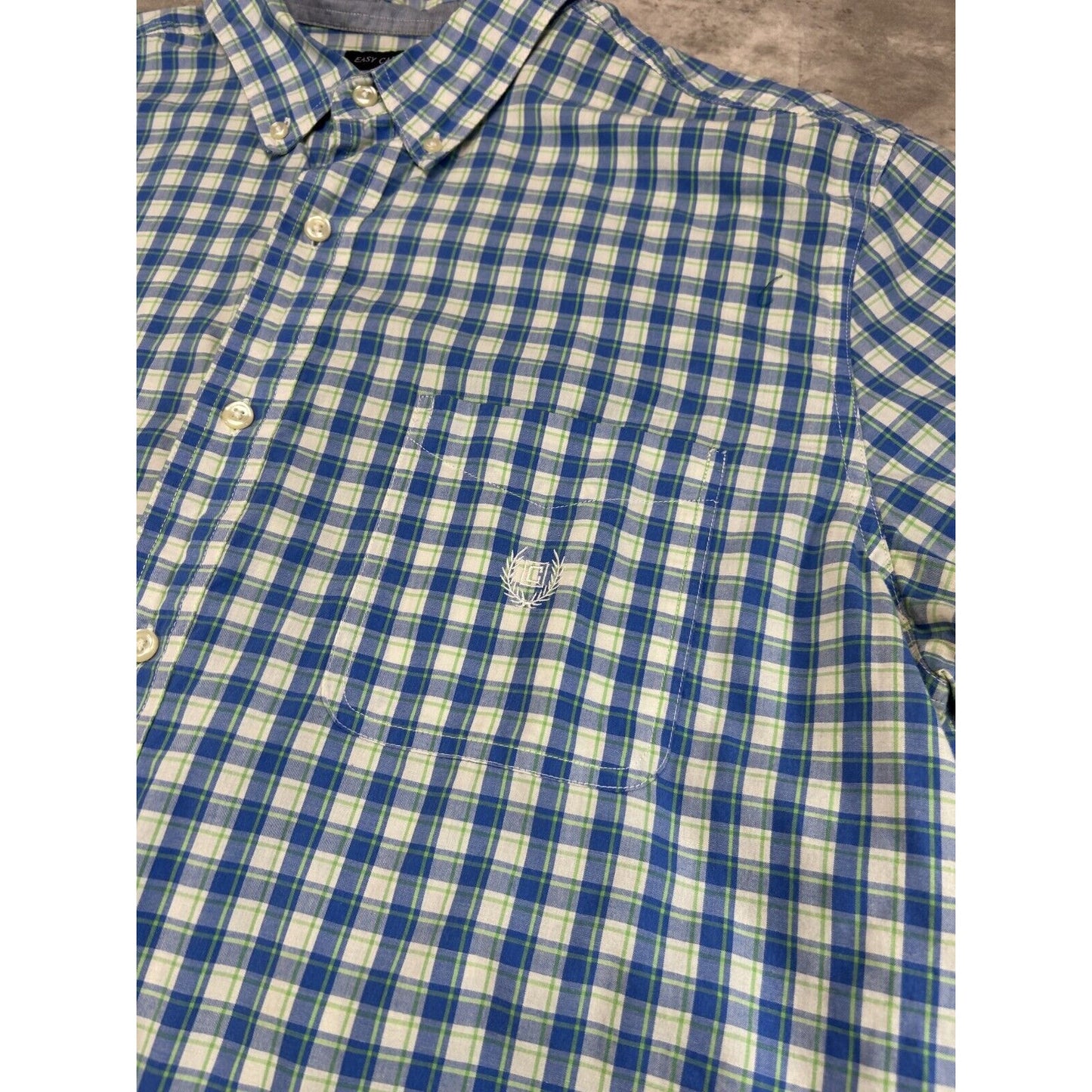 Vintage Chaps Plaid Short Sleeve Cropped Button Up Shirt Size XL