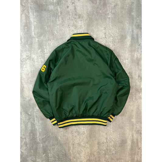 Vintage 80s Oswego Baseball Embroidered Nylon Bomber Jacket Size Medium