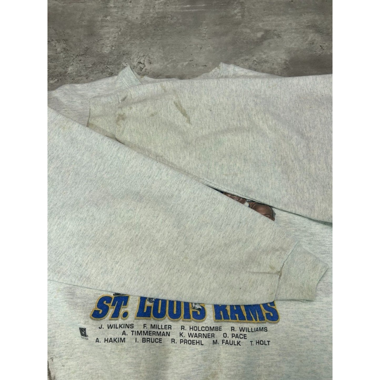 Vintage 2000 St Louis Rams NFL Super Bowl Champs Caricature Sweatshirt Size XL