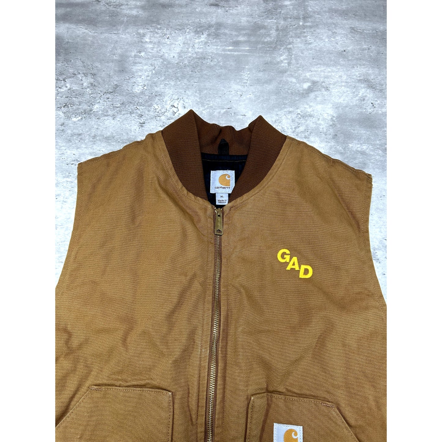 Vintage Carhartt Quilted Lined Canvas Work Wear Vest Size XL V01-BRN Beige