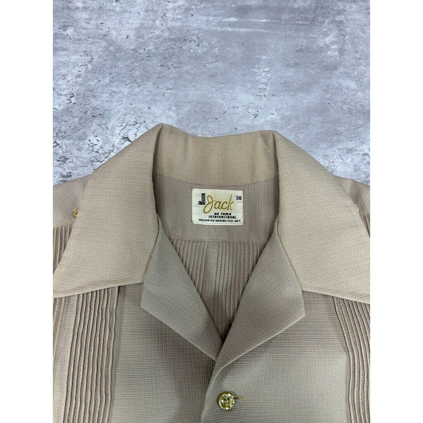 Vintage 1970s Cal Jac Double Pocket Striped Button Up Shirt Size Medium Beige