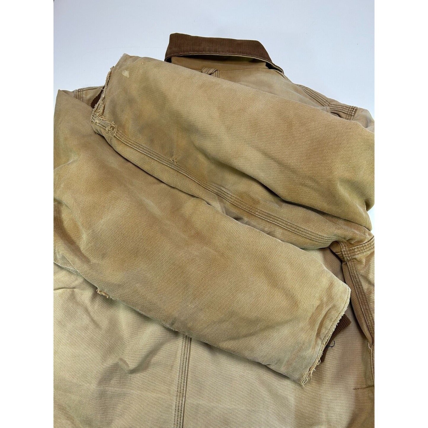 Vintage Carhartt Quilted Lined Canvas Workwear Arctic Jacket Size XL Beige
