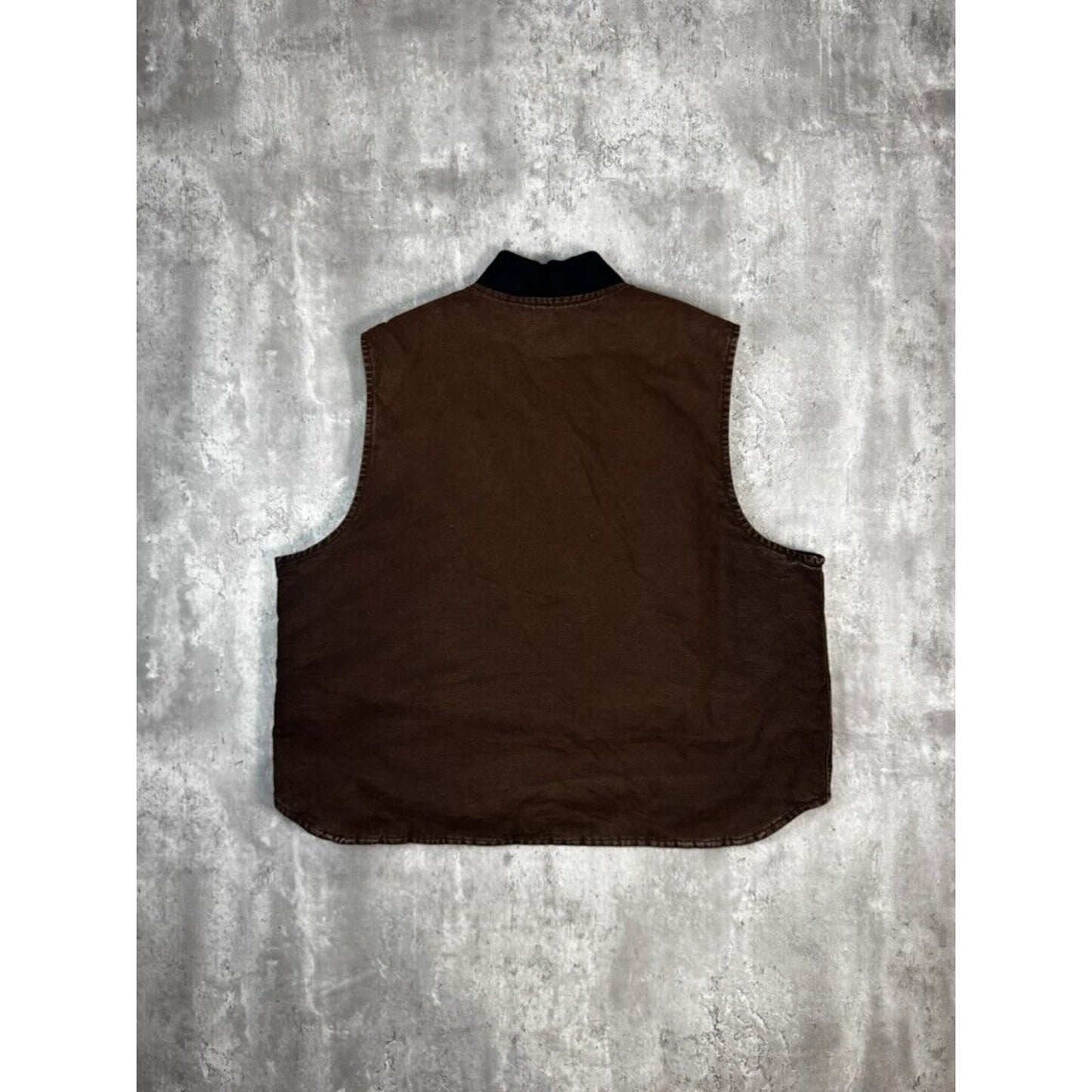 Vintage Carhartt Quilted Lined Canvas Workwear Vest Size XXL Brown
