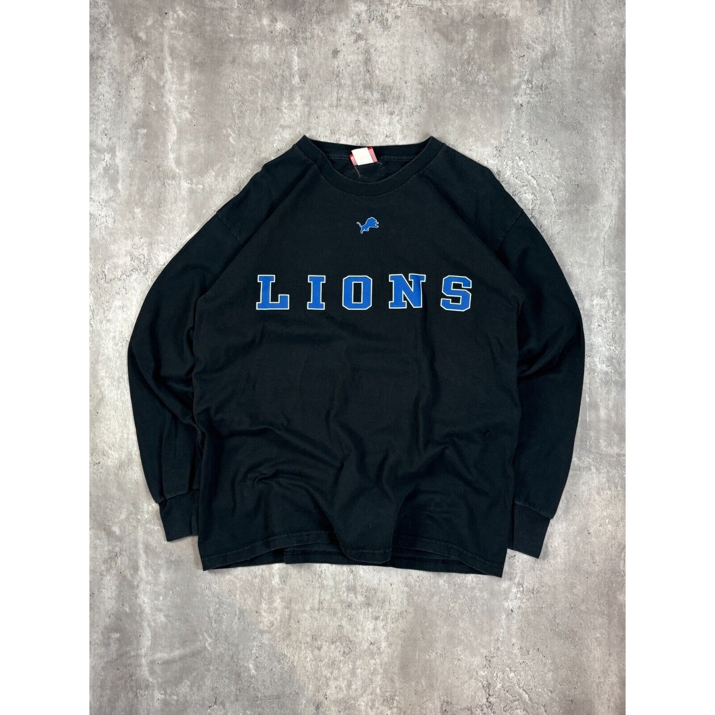 Detroit Lions NFL Spell Out Longsleeve T-Shirt Size XL Black