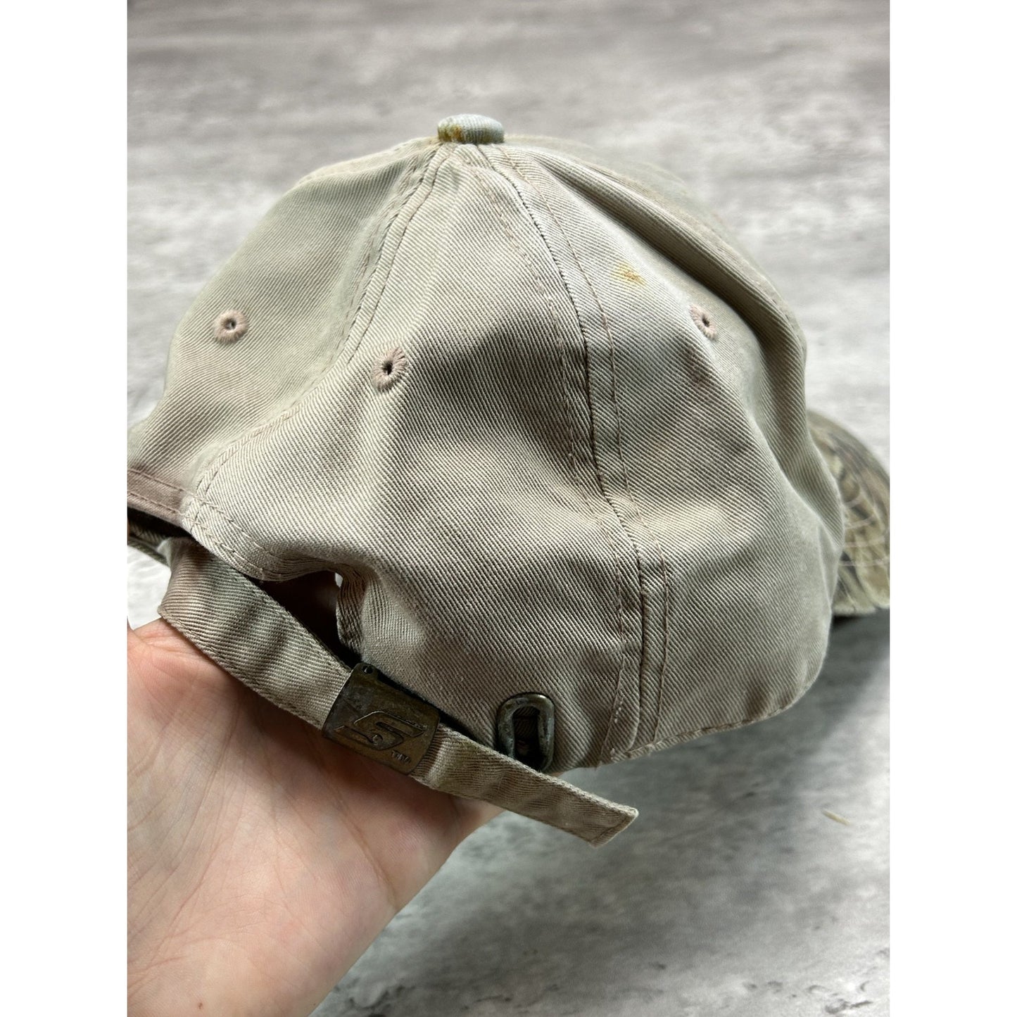 Vintage Snap-On Embroidered Logo Camo Brim Strapback Hat OSFA