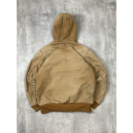 Vintage Carhartt Quilted Lined Canvas Workwear Hooded Active Jacket Size Large