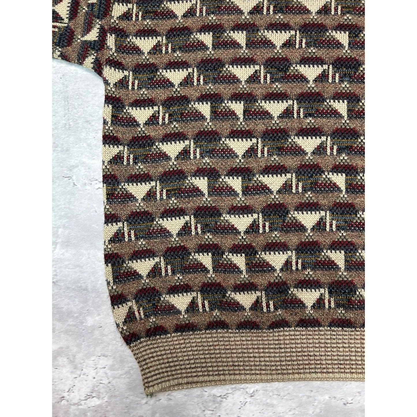 Vintage 90s Crossings Abstract Striped Print Pullover Knit Sweater Size Medium