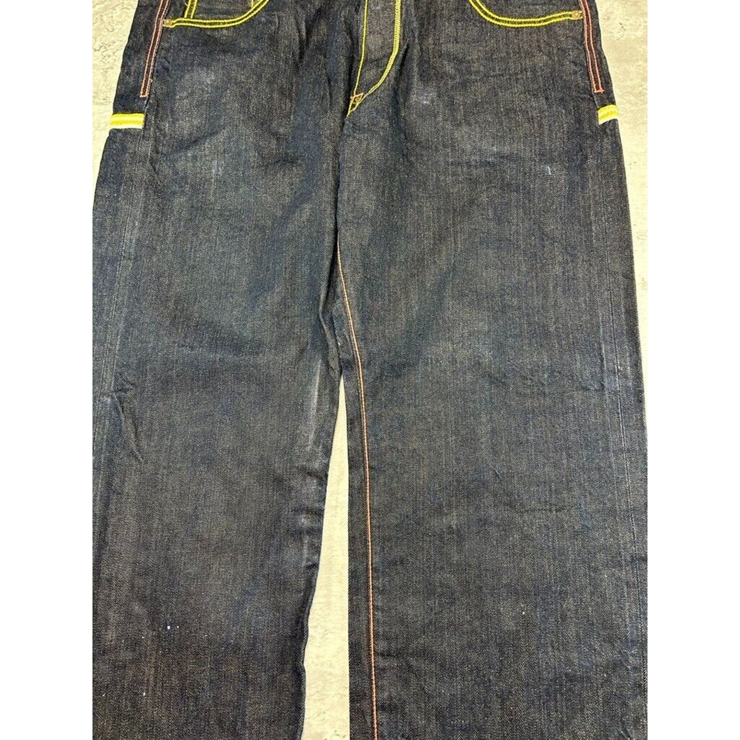 Vintage Y2K The Year 0 Embroidered Pocket Black Denim Pants Size 40