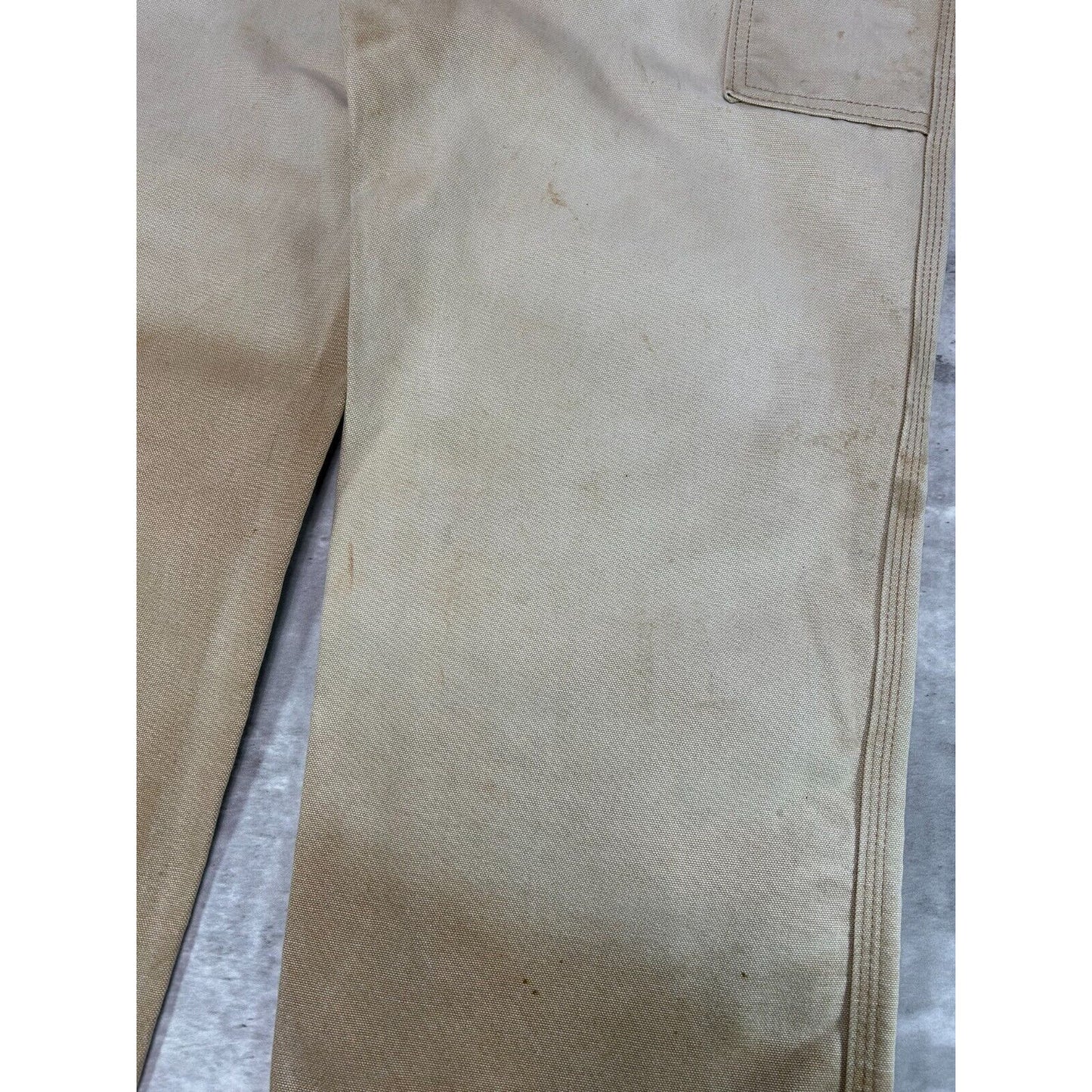 Vintage Carhartt Dungaree Fit Canvas Workwear Carpenter Pants Size 31 Beige