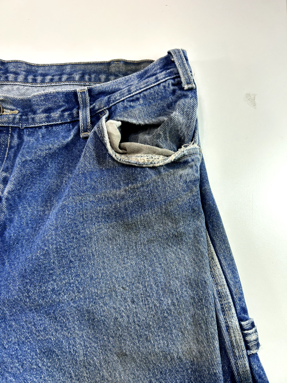 Vintage Dickies Medium Wash Denim Work Wear Carpenter Pants Size 38W Blue