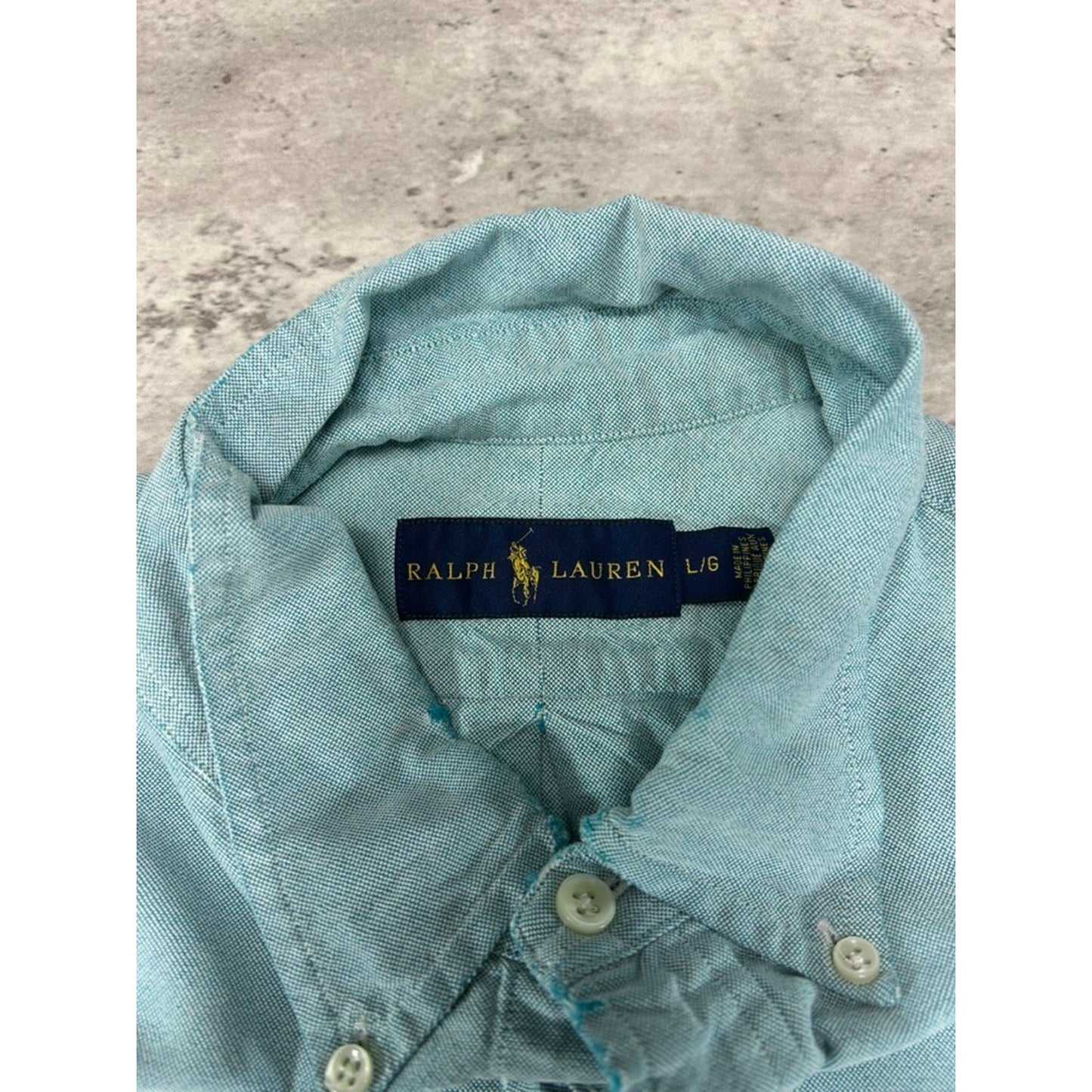 Vintage Polo Ralph Lauren Reworked Cropped Long Sleeve Button Up Shirt Sz Large