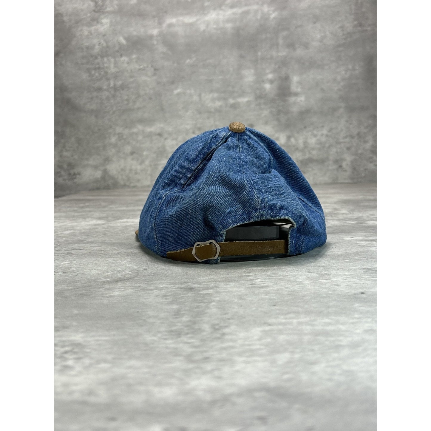 Vintage 90s IBM Embroidered Logo Medium Wash Denim Strapback Hat OSFA