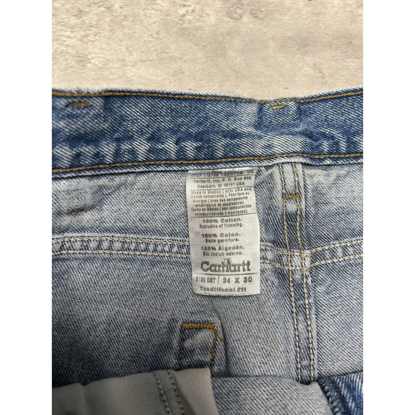 Vintage Carhartt Traditional Fit Light Wash Workwear Denim Pants Size 33 Blue