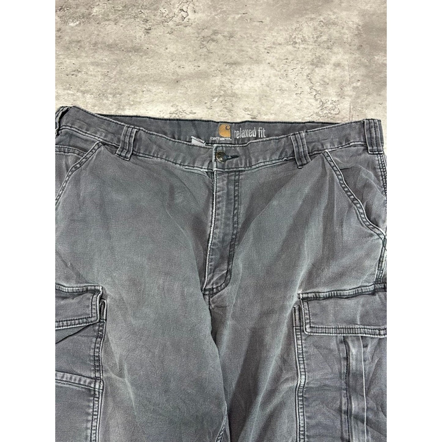 Carhartt Relaxed Fit Canvas Ripstop Workwear Cargo Shorts Size 37 Gray